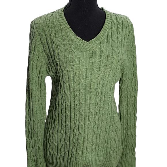 Croft & Barrow Green V-Neck Pullover Sweater XL Long Sleeve Women's Knit - Picture 2 of 10